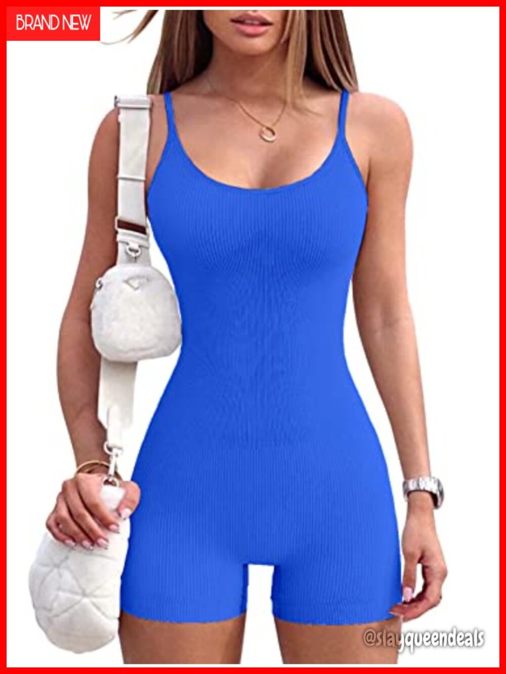 Ribbed Seamless Workout Romper Spaghetti Strap Slim Fit Short Jumpsuit